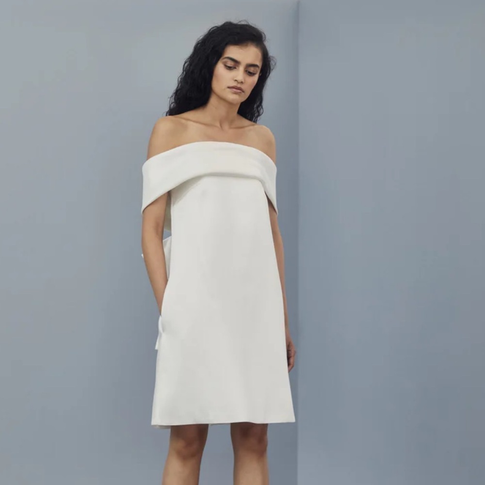 Amsale Ivory Bow Shift Dress